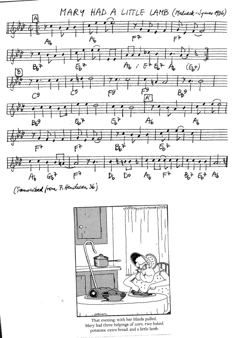 mary had a little lamb free jazz leadsheet - Courtesy of the Jungle Jazz Band